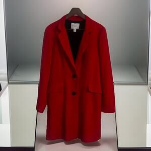 Carolina Belle Montreal Red Above Knee Unlined Lightweight Coat Size XL 2 Button